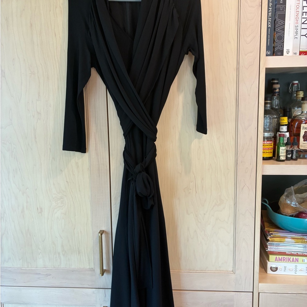 MM Lafleur Classic Black Long Sleeve Wrap Dress